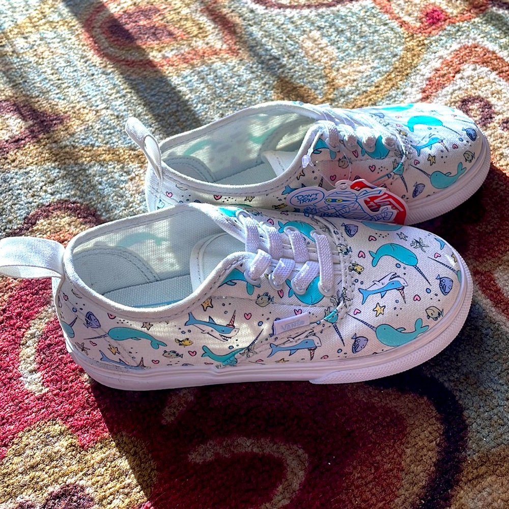 Vans with unicorn Dolphins on them side 9.5